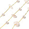 Handmade Natural Rose Quartz Chip Beaded Chains, Soldered, with ABS Plastic Beads and Rack Plating Brass Findings, Long-Lasting Plated, Lead Free & Cadmium Free, with Spool, Real 18K Gold Plated, 5~10x3~6x2.5~6mm