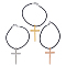 3Pcs 3 Styles Stainless Steel Cross Charms Bracelet Sets, Cowhide Leather Cord Bracelets for Women, Mixed Color, 8-1/8 inch(20.5cm), 1pc/color