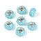 Opaque Resin European Beads, Large Hole Beads, Rondelle with Silver Color Plated Brass Cores, Sky Blue, 13.5~14x8.2~9mm, Hole: 5mm