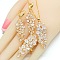 Leaf Brass Cubic Zirconia Pendant Necklace & Hoop Earring & Rings Sets, Golden, Clear, 450mm & 60mm & 16.5mm