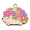 Animal Flower Alloy Enamel Pendants, Golden, Mouse, 23x27x1mm, Hole: 1.8mm