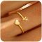 Brass Cuff Rings, Heart and Letter, Golden, Letter Y, Inner Diameter: 17~19mm