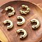 3Pairs Alloy Stud Earrings, Textured & Twist C-Shaped, Golden, 35mm