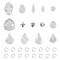 DIY Jewelry Making Findings Kits, including Transparent Glass Pendants & Links, with Aluminum Jump Rings, Clear, 35~35.5x12.5x12.5mm, Hole: 1.2mm