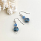 Brass Flat Round Earring Hooks, with Glass, Platinum, Cornflower Blue, 35mm