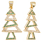 5Pcs Brass Micro Pave Cubic Zirconia Pendants, Long-Lasting Plated, Real 18K Gold Plated, Christmas Tree, Colorful, 27x15.7x2mm, Hole: 5x3.3mm