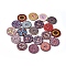 Printed Poplar Wood Buttons, 2-Hole, Dyed, Flat Round with Flower Pattern, Mixed Color, 25x2.5mm, Hole: 2mm