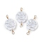 Opaque Acrylic Links Connector Charms, Cadmium Free & Nickel Free & Lead Free, with Real 18K Gold Plated Brass Loops, WhiteSmoke, Flower, 24.5~25.5x14x4.5mm, Hole: 1.5~2mm