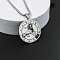 201 Stainless Steel Pendant Necklaces with Alloy Box Chain, Stainless Steel Color, Flat Round Constellation Pattern, Leo, 23.62 inch(60cm)
