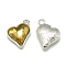 Alloy Glass Pendants, Faceted, Heart, Platinum, Gold, 17x15x5mm, Hole: 1.5mm