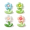 Opaque Resin Decoden Cabochons, Flower with Leaf, Mixed Color, 24x16.5x7mm