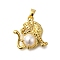 Leopard Rack Plating Brass Pendants, with ABS Imitation Pearl, Lead Free & Cadmium Free, Real 18K Gold Plated, 19x19x5.5mm, Hole: 4x2.5mm