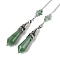 Natural Green Aventurine Cone Dowsing Pendulum Big Pointed Pendants, with Antique Silver Tone Brass Findings, 312mm
