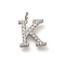 304 Stainless Steel Micro Pave Cubic Zirconia Pendants, Letter A~Z Charms, Letter K, 12.5x9.5x2mm, Hole: 2mm
