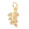 Plating Brass Micro Pave Clear Cubic Zirconia Pendant, with Jump Ring, Long-Lasting Plated, Cadmium Free & Lead Free, Leaf, Real 18K Gold Plated, 14x8x2mm, Jump Ring: 5x0.9mm, 3mm Inner Diameter