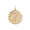 Brass Micro Pave Cubic Zirconia Pendants, Golden, Flat Round, 20x15x2.5mm, Hole: 3mm
