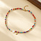 Heart Natural Shell & Colorful Glass Seed Round Beaded Necklaces, Pendant Necklaces, 304 Stainless Steel Initial Pendant Necklaces, Golden, Letter J, 15.35 inch(39cm)