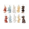 10Pcs 5 Colors 12 Constellation Natural Smoky Quartz & Aquamarine & Citrine & South Red Agate & White Moonstone Pendants, Chip Charms with 304 Stainless Steel Loops, Golden & Stainless Steel Color, Gemini, 22~24x8~10x7~9mm, Hole: 2.5~3mm, 2pcs/color