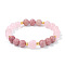 Heart & Round Natural Rhodonite Bead Stretch Bracelets, show in picture