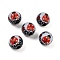Painted Wood European Beads, Large Hole Beads, Round, Black, Ladybug, 15.5mm, Hole: 4~4.5mm
