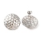 Tarnish Resistant 304 Stainless Steel Stud Earrings, Flat Round with Textured, Stainless Steel Color, 24mm