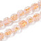 Handmade Lampwork Beads, Gold Foil Glass Beads, Barrel, Misty Rose, 10~11x9~10mm, Hole: 1.5mm, about 50pcs/strand, 19.69''(50cm)