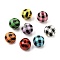 Printed Schima Wood Beads, Round with Tartan Pattern, Mixed Color, 16mm, Hole: 3.7mm