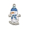Winter Theme Alloy Enamel Pendants, Platinum, Snowman, 25.5x14.5x1.7mm, Hole: 1.8mm