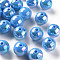 Opaque Acrylic Beads, AB Color Plated, Round, Deep Sky Blue, 16x15mm, Hole: 2.8mm
