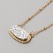 Simulated Druzy Resin Oval Pendant Necklace with Alloy Satellite Chains, White, 17.99~18.35 inch(45.7~46.6cm)