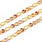 Brass Figaro Chains, Soldered, with Enamel, Rack Plating, Long-Lasting Plated, Lead Free & Cadmium Free, with Spool, Real 18K Gold Plated, Colorful, Link: 4.5x3x1mm and 6x2x1mm