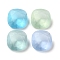 Frosted Glass Rhinestone Cabochons, Faceted, Pointed Back, Square, Mixed Color, 12x12x6mm