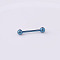 316 Surgical Stainless Steel Tongue Rings, Blue, 25mm, Pin: 1.6mm, Head: 5mm