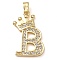 Rack Plating Brass Micro Pave Cubic Zirconia Pendants, Long-Lasting Plated, Lead Free & Cadmium Free, Real 18K Gold Plated, Letter B, 22~24x12~22x2mm, Hole: 3x4mm
