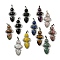 Natural & Synthetic Mixed Gemstone Pendants, Rack Plating Brass Flower Charms, Cadmium Free & Lead Free, Platinum, 47x24x6.5mm, Hole: 7.5x5mm