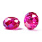 Glass European Beads, Large Hole Beads, No Metal Core, AB Color Plated, Faceted Rondelle, Medium Violet Red, 14x8mm, Hole: 5mm