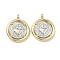 Brass Pendants, Flat Round with Sacred Heart Charms, Cadmium Free & Lead Free, Long-Lasting Plated, Rack Plating, Platinum & Golden, 25x20x3.5mm, Hole: 3mm