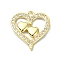 Rack Plating Real 18K Gold Plated Brass Micro Pave Cubic Zirconia, Pendants, Long-Lasting Plated, Lead Free & Cadmium Free, Heart, Clear, 21.5x20x2.5mm, Hole: 2mm