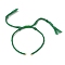 Braided Cotton Cord Bracelet Making, with Golden Tone Brass Jump Rings, Green, 6-3/4~10-3/8 inch(17~26.5cm)