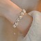 ABS Plastic Pearl Beads Stretch Bracelet for Women, Paw Print, White, 6-1/4 inch(16cm)