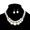 Alloy & Crystal Rhinestone & Plastic Pearl Round Beaded Necklace & Dangle Earring, Silver, 400mm
