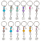 12Pcs Alloy & Glass Keychain, with Iron Rings, Mixed Color, 89mm