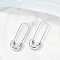 304 Stainless Steel Safety Pin Charm Huggie Hoop Earrings for Women, with 316 Surgical Stainless Steel Ear Pins, Stainless Steel Color, 29.5x10.5x3mm
