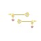 Brass Rhinestone Nipple Rings, Golden, Key, 31mm