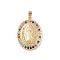 Brass Cubic Zirconia Pendants, with Resin Long-Lasting Plated, Oval with Holy Virgin Charms, Golden, Colorful, 32x24x4mm, Hole: 5x3mm
