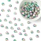 100Pcs Crackle Glass Beads, Round, Two Tone, Medium Sea Green, 6~6.5mm, Hole: 1.2mm