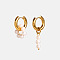 304 Stainless Steel Hoop Earrings, Golden, Left and Right, with Imitation Pearl, Nuggets, 49.9mm