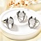 Natural Quartz Crystal Wings Adjustable Rings, Antique Silver Brass Ring, Rack Plating, Lead Free & Cadmium Free, US Size 7 1/4(17.5mm)