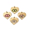 304 Stainless Steel Pendants, with Rhinestone, Ion Plating(IP), Real 14K Gold Plated, Heart Evil Eye, Mixed Color, 14.5x15x2mm, Hole: 2mm