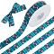 25 Yards Sport Ball Theme Printed Polyester Grosgrain Ribbon, for Clothes Sewing, Teal, Rugby, 7/8 inch(22mm)